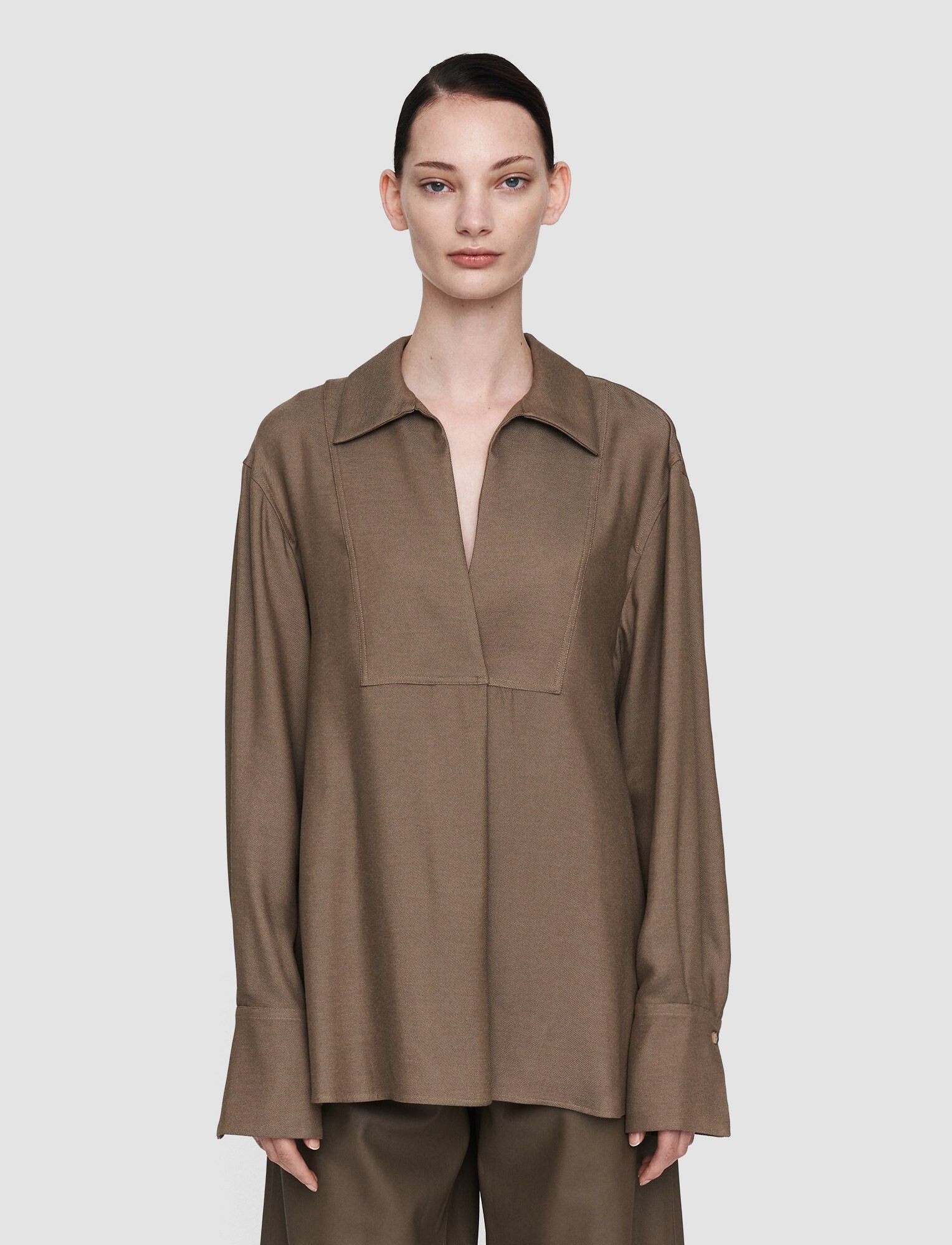 Joseph, Viscose Twill Belloy Blouse, in Hickory